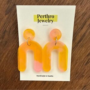 Handmade Orange Resin Earrings